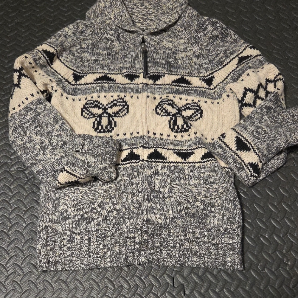 TNA Gray and Cream Zip-Up Men's Sweater